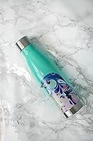 Vista 8 de Maxwell and Williams Pete Cromer - Botella de agua aislada con diseño de Kingfisher Azure, acero inoxidable sin BPA, verde azulado, 16.9 fl oz