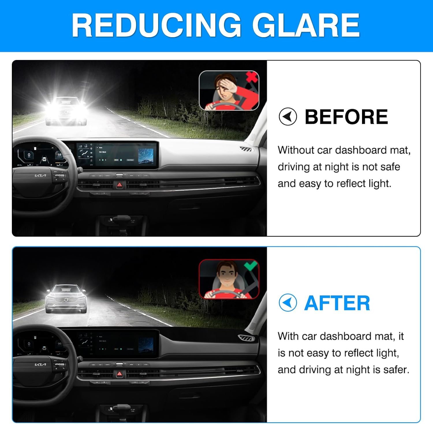 Autorder Dashboard Cover Mat for kia k4 2025 2026 Accessories Dash Cover Upgrade Velvet Dash Mat Sunshade Glare UV Rays Protector