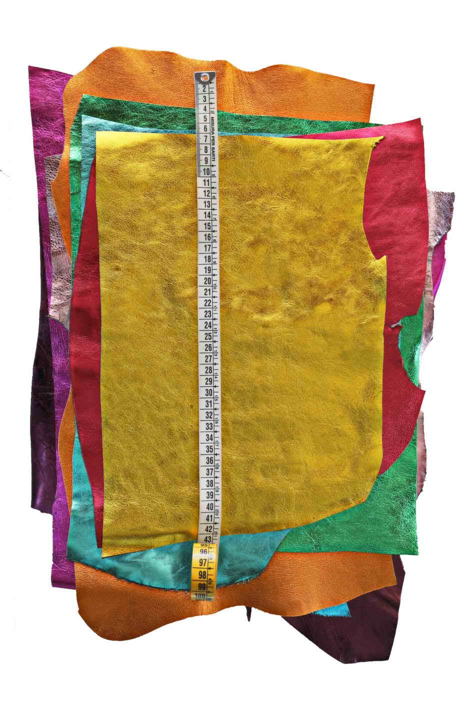 LA GARZARARA - Scampoli di Pelle Metellizzati con Effetto Stropicciato o Grana - Min 25x20 cm Max 40x40 cm - 1 kg - Selezione Casuale per Artigianato Cucito e Creazioni Handmade - Colori Vari - B104