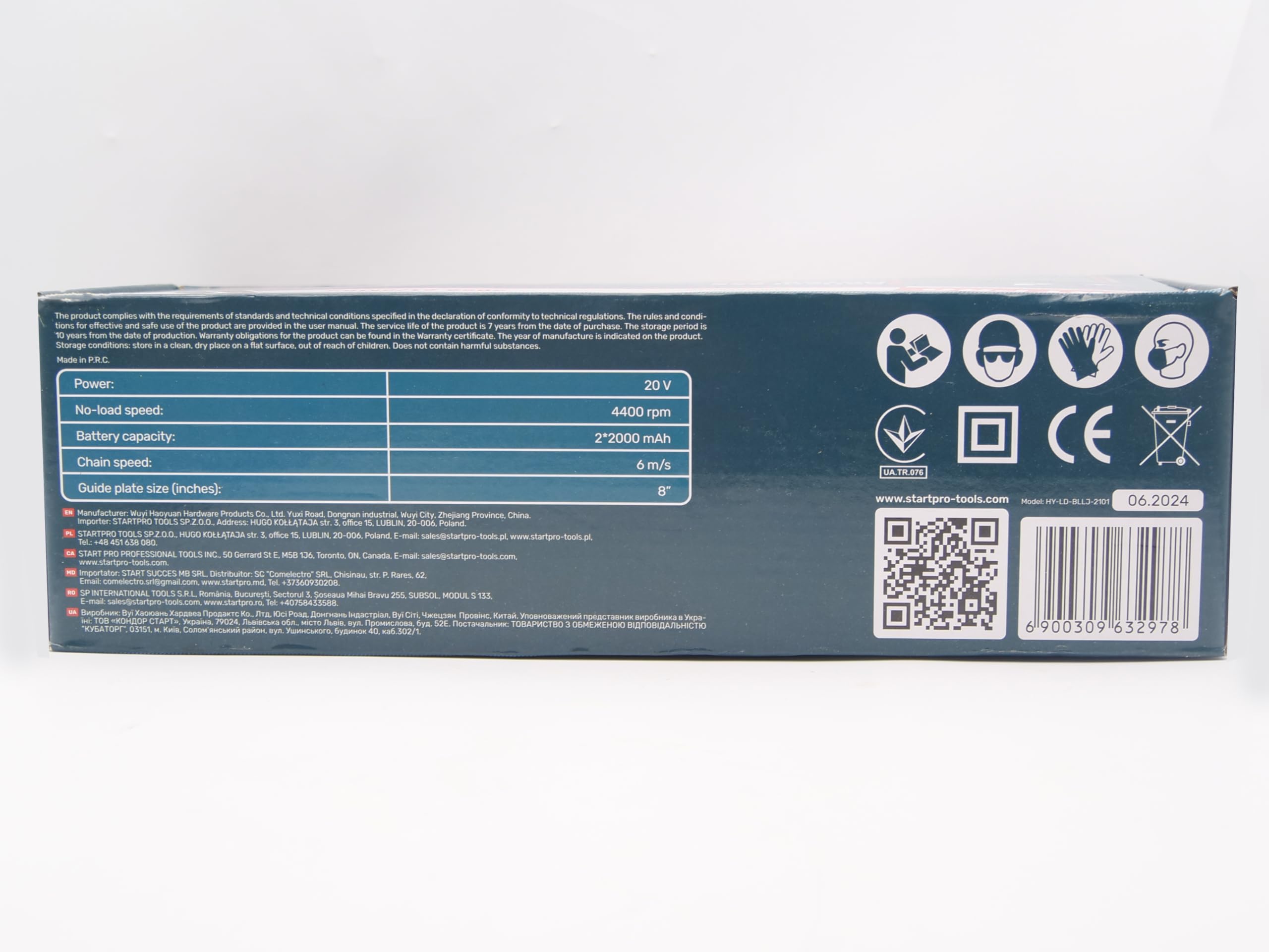 Mini piła łańcuchowa akumulatorowa 8 cali StartPro SBS2-21/8MBX, elektryczna piła łańcuchowa z 2 akumulatorami 2,0 Ah i ładowarką, 2 łańcuchy, ręczna piła łańcuchowa do cięcia drzew, gałęzi, drewna