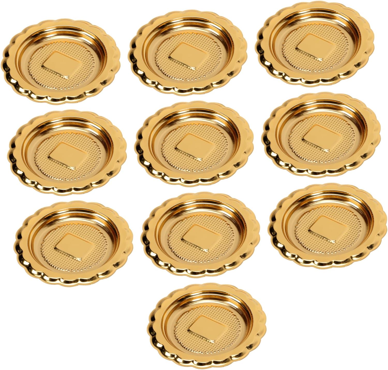 20pcs Golden Round Plastic Cake Trays for Birthday Dessert Display