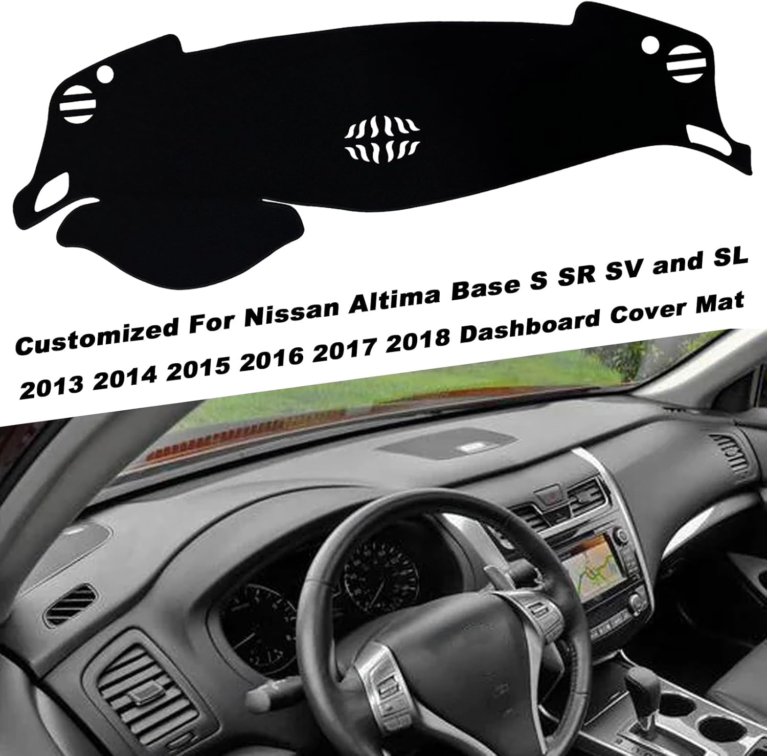 Dash Mat Cover Custom Interior Center Console Mat Compatible with Nissan Altima S SR SV and SL Sedan 2013 2014 2015 2016 2017 2018 Dashboard mat Covers Accessories