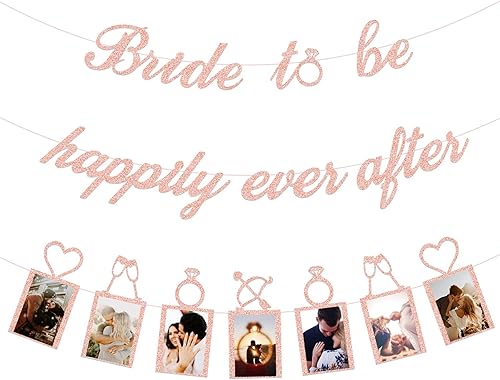Miniatura 1 de Concico Decoraciones de despedida de soltera  Bride to be happily ever after Banner y pancarta de fotos para despedida de soltera, boda, fiesta de