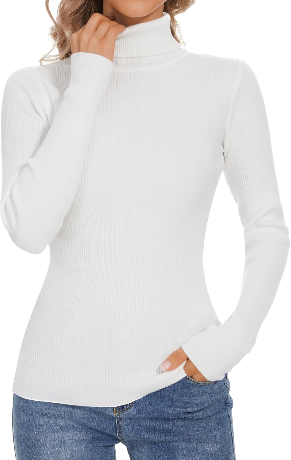 Turtleneck Sweaters for Women Ribbed Long Sleeve Pullover Sweater Slim Fit Jumpers Casual Trendy Knit Tops - Image 6