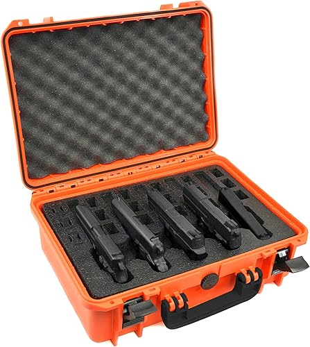 Vista 45 de Estuche para pistola Doro para 5 pistolas 18 con inserto de espuma MyCaseBuilder personalizado, impermeable, resistente, armas de fuego tácticas