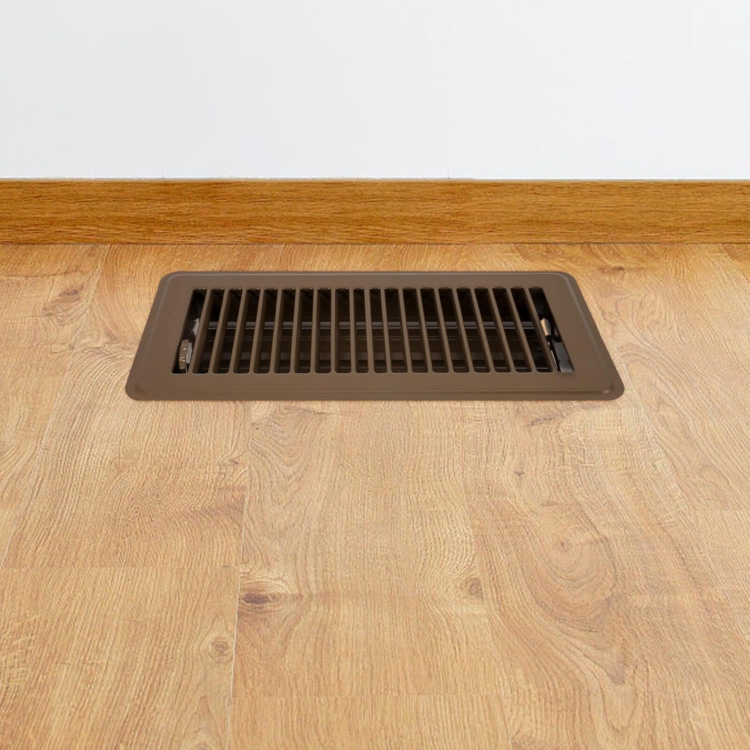Zerodeko 2pcs 4x10 Inch Walkable Floor Register Vent Covers, Brown Iron Floor Grille Air Vent Covers for Home HVAC, Bedroom and Living Room Ventilation