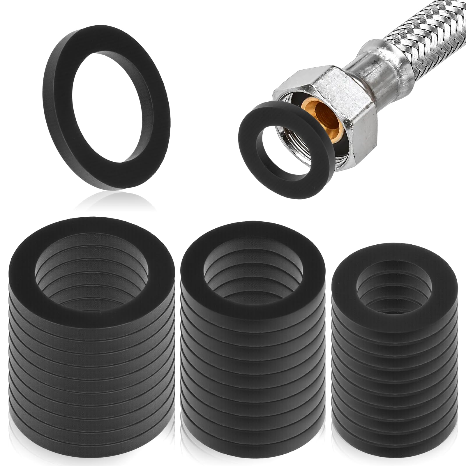 30 Stück Dichtungsringe 1/2 Zoll 3/4 Zoll 1 Zoll Flachdichtungen Dichtung Gummi Wasserhahn Unterlegscheiben Flachdichtung für Dichtung Duschkopf Waschbecken Ablauf Poolpumpe Pool