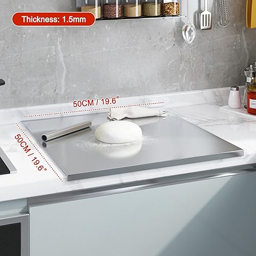 Miniatura 2 de Tablas de cortar de acero inoxidable para cocina, tablas de cortar de acero inoxidable 304 con borde y almohadilla antideslizante de silicona para