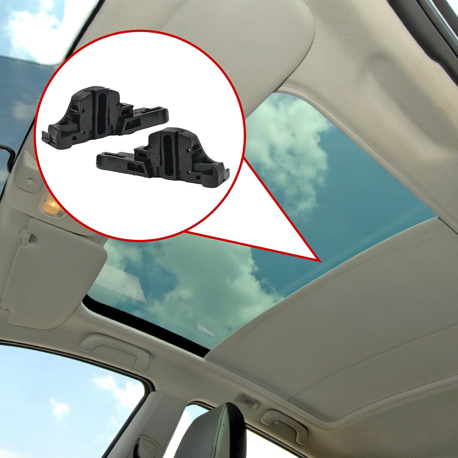 Left and Right Sunproof Clip Slideway Ceiling Bracket for Jeep Renegade 2015-2021 Replacement 77368445 77368446 2Pcs Black