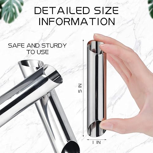 Miniatura 2 de Yexiya 50 tubos de cannoli de acero inoxidable, moldes de cuerno de crema, moldes de pastelería danesa antiadherentes para croissant, conchas