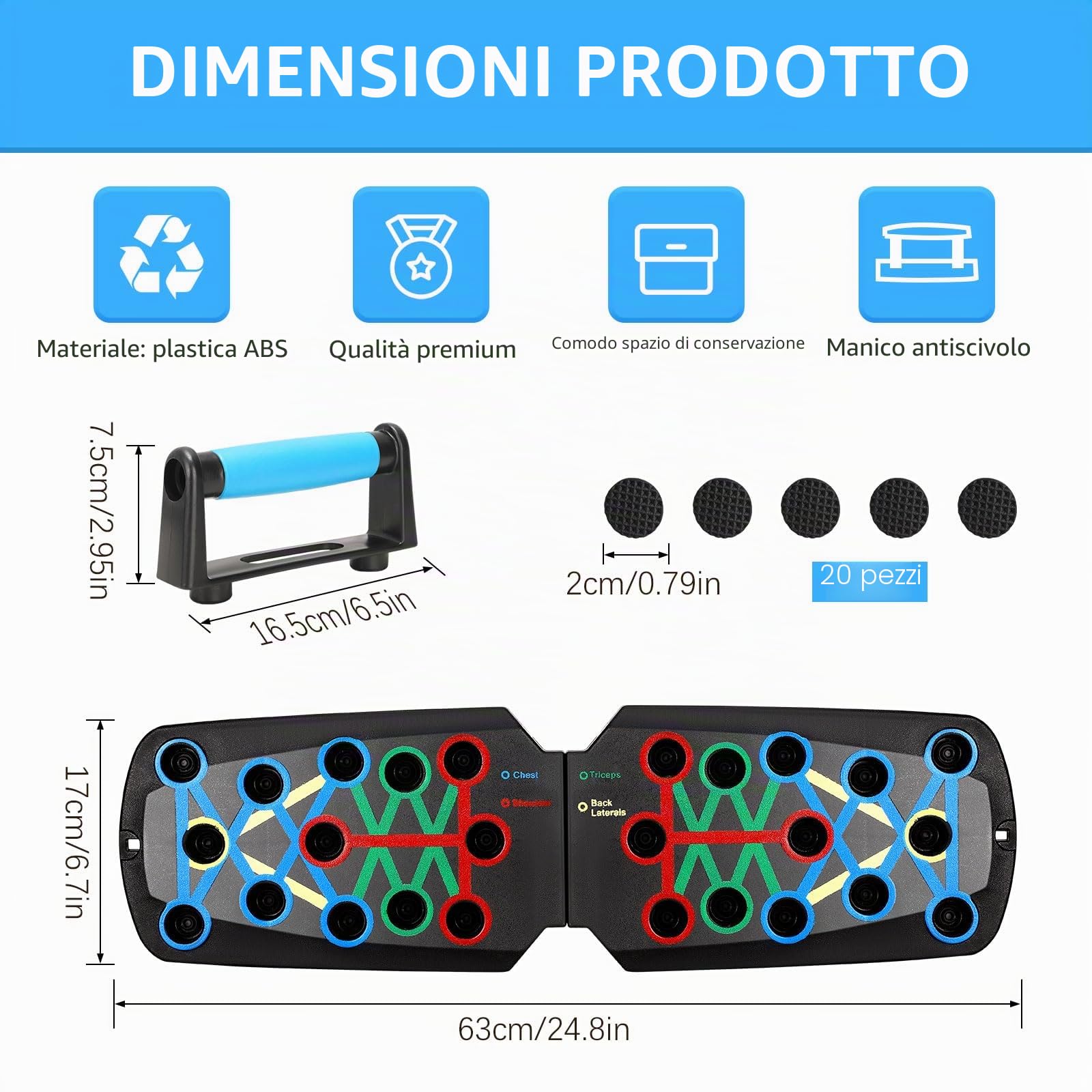Elite Rack Fitness Board per flessioni, push-up e pieghevole, con maniglie multifunzione
