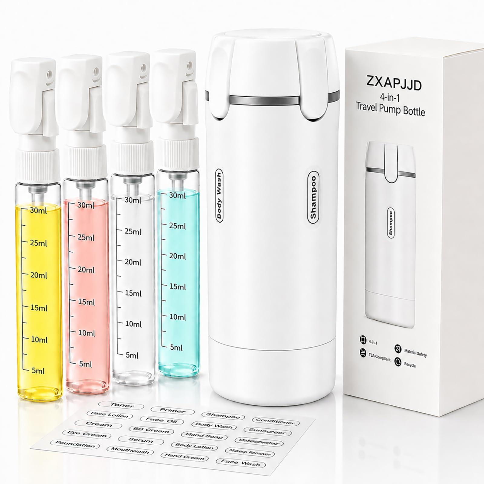 4-Pack 30ml Leak-Proof Travel Bottles, Refillable Squeeze Containers for Shampoo, Lotion, Conditioner & Cream, Portable Toiletry Jars for Travel & Daily Use (white)-image-45