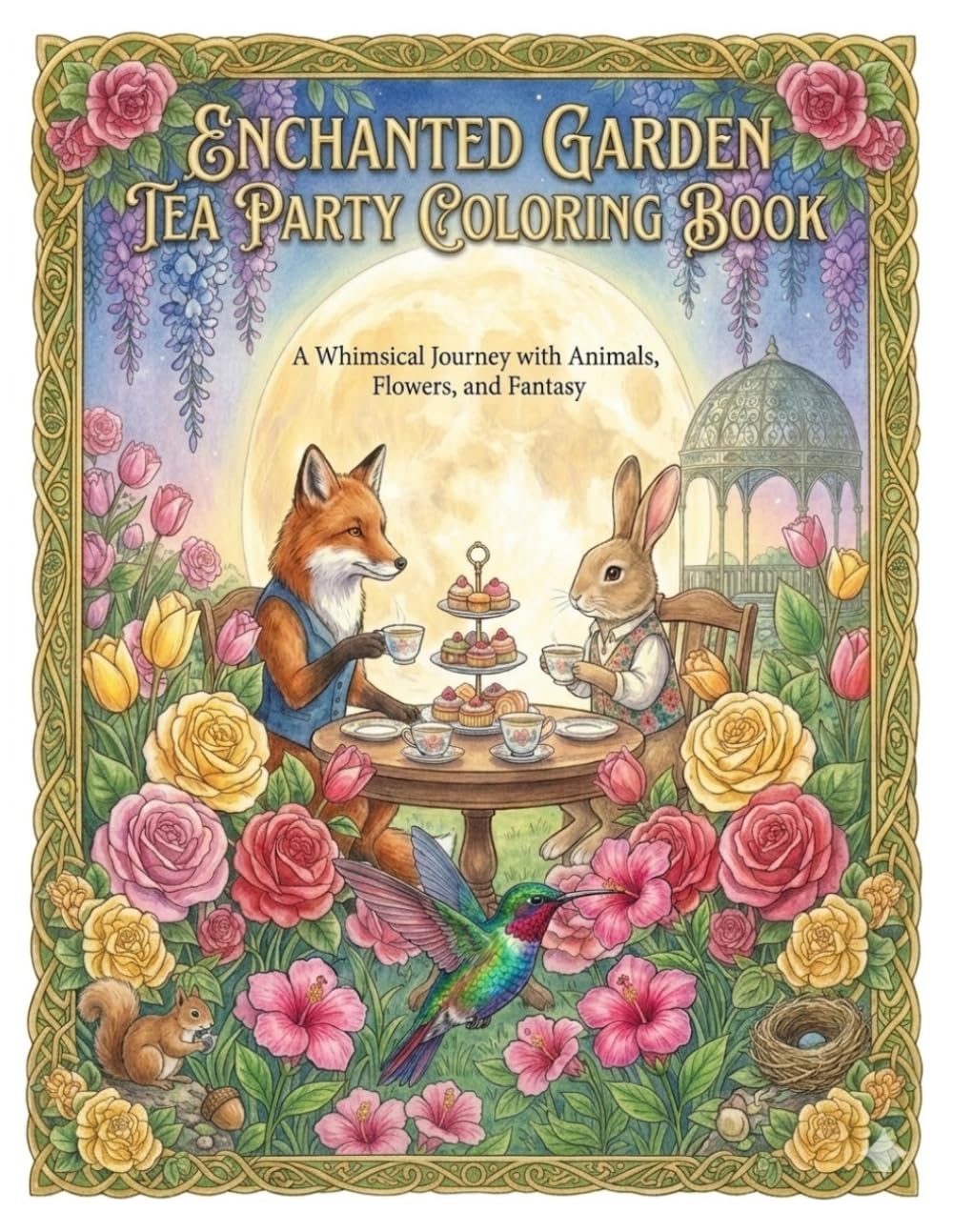Enchanted Garden Tea Party Coloring Book: A Whimsical Journey with Animals, Flowers, and Fantasy