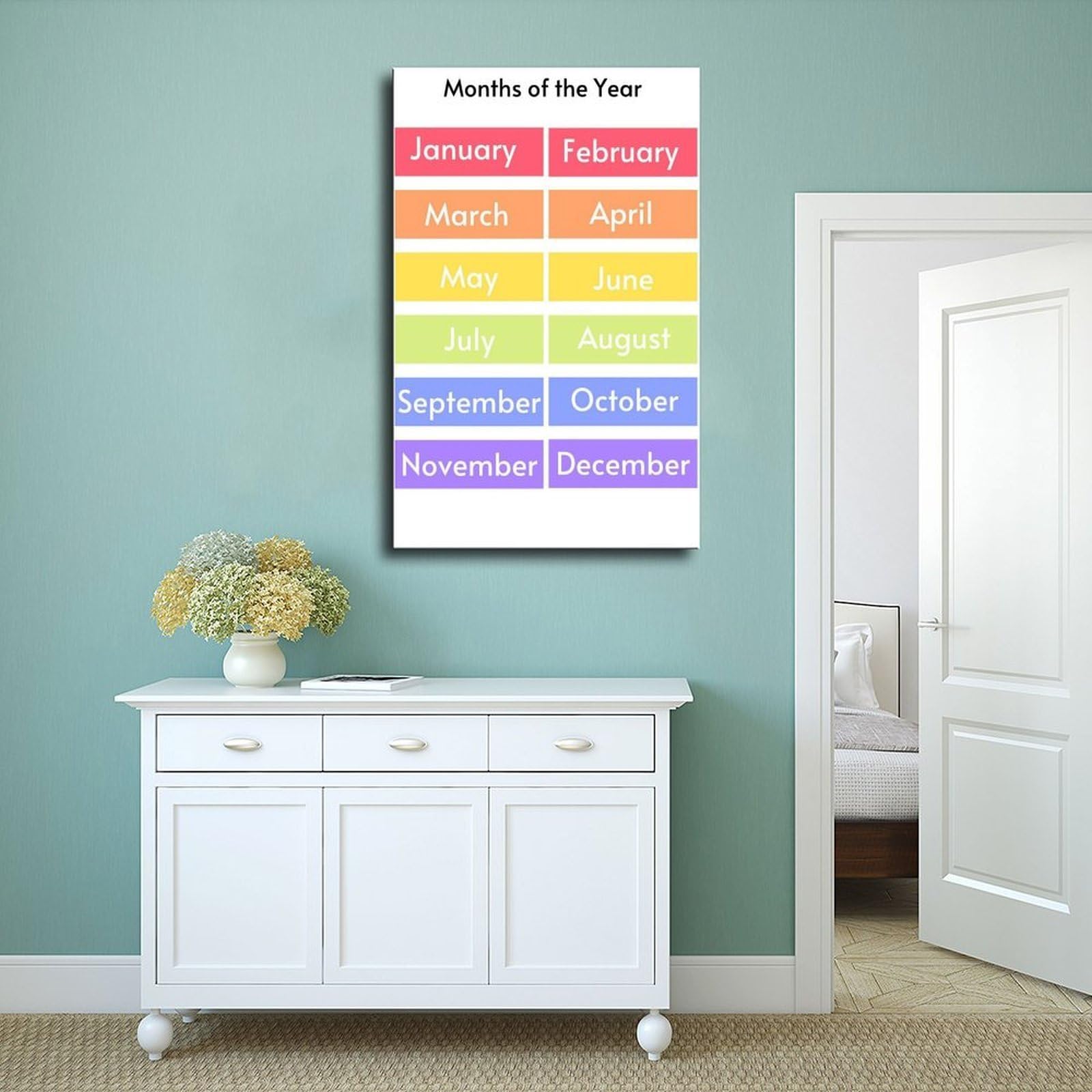 Decorazione per la stanza dei bambini, per la prima infanzia, mesi di apprendimento, poster su tela, decorazione artistica da parete, stampa per soggiorno, camera da letto, decorazione 61 cm di