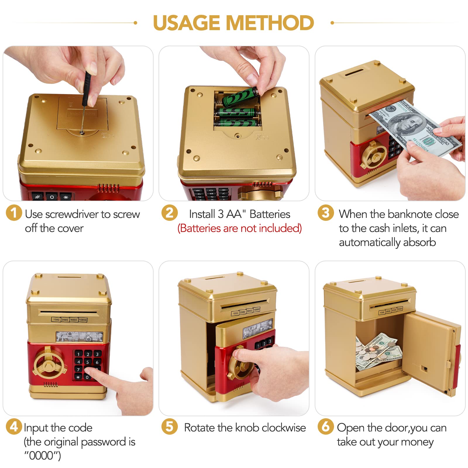 Amazon.co.jp: 子供用貯金箱、3~12歳の男の子向け貯金箱、ミニATM現金