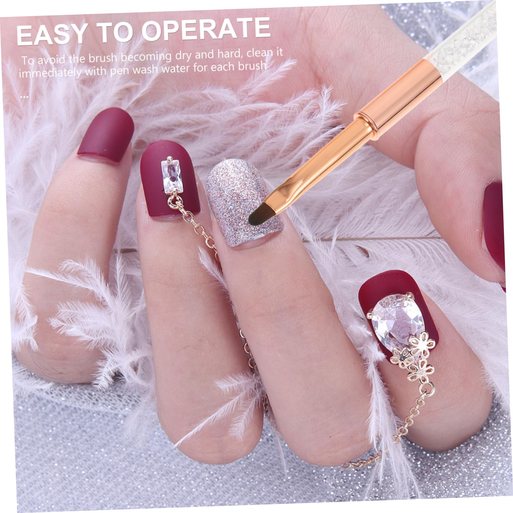 FRCOLOR 5pezzi Penna Per Nail Art Professionale Con Pennello Manicure Strumento Per Unghie Gel e Decorazioni Creative Manico Per Uso Pratico Per Donne Che Amano Fai Da Te