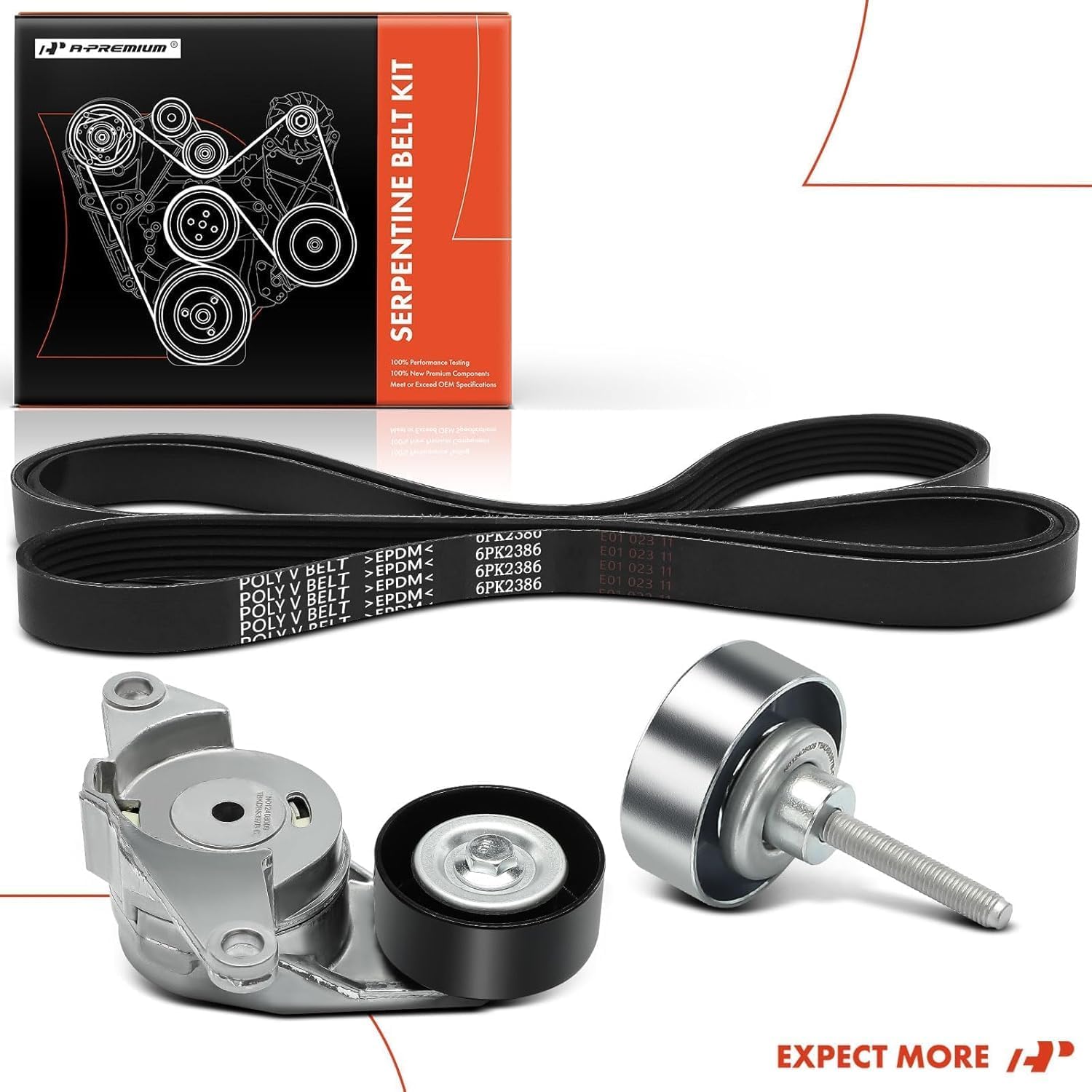 A-Premium Engine Serpentine Belt Drive Kit w/Tensioner & Idler Compatible with Chevrolet, GMC, Buick, Cadillac, Saab & Saturn Cars - Traverse 2009-2012, Acadia 2007-2012, Enclave, SRX, XTS - 2.8L 3.6L