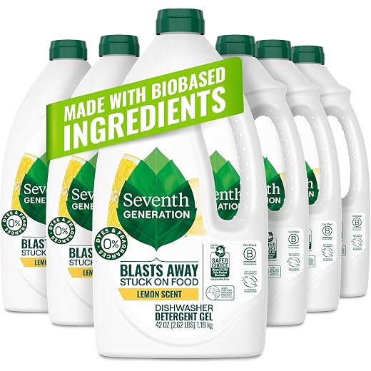 Seventh Generation, Dishwasher Detergent Gel, Lemon, 42 oz, Pack of 6