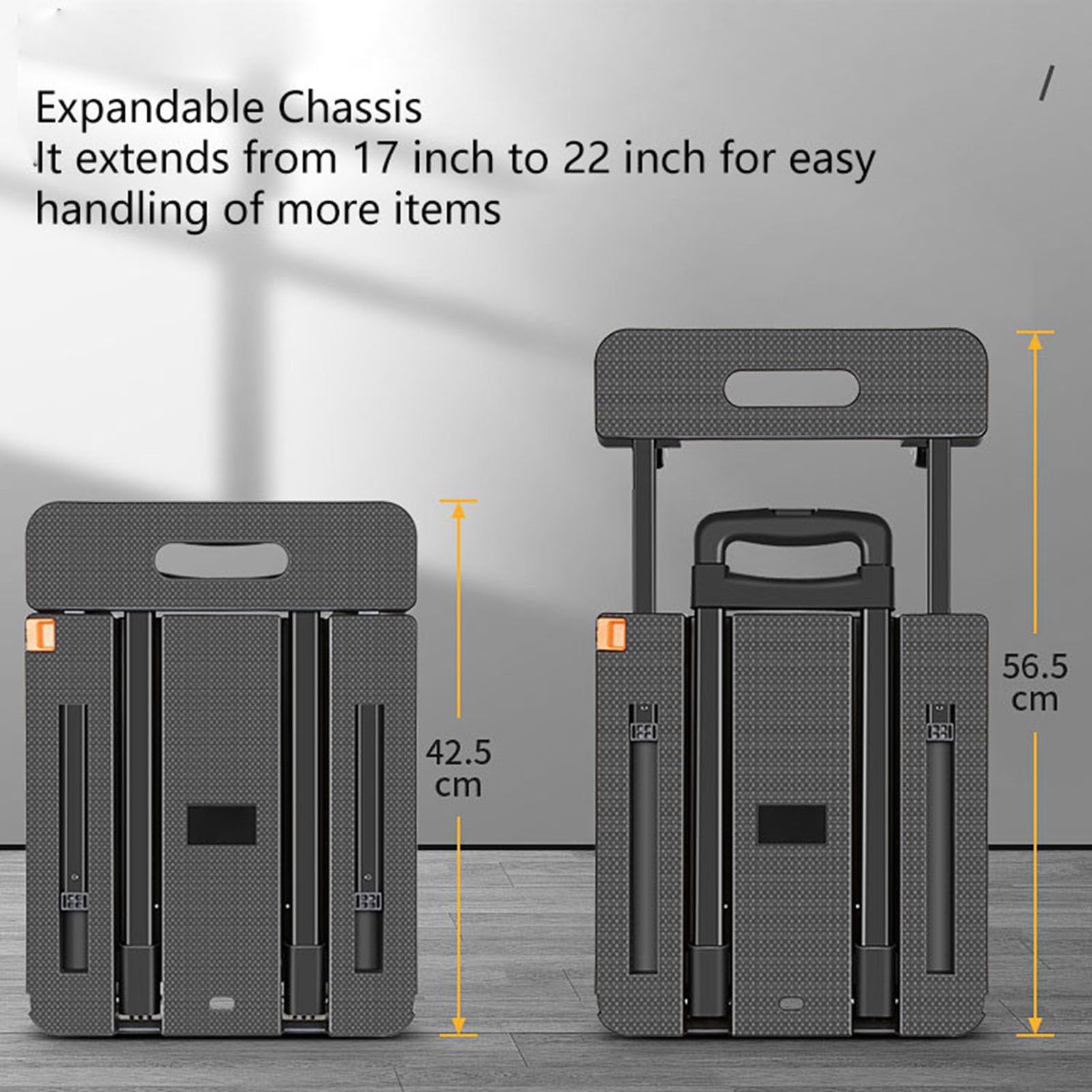Marhynchus Carretilla de Mano Plegable, Carrito de Plataforma Resistente de 500 Libras con 6 Ruedas con Rodamiento de Bolas Dobles y Plataforma Rodante Plegable con Freno para Viajes de