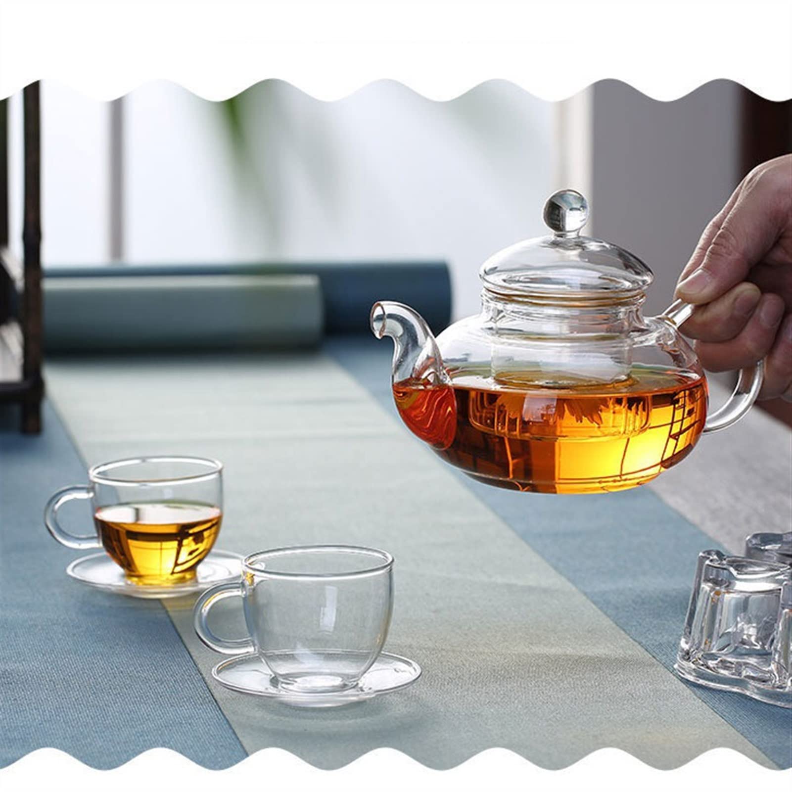 Teekannen Hitzebeständige Glas -Teekannen -Büro -Tee -Teekanne mit Filter minimalistischer transparenter Kaffeemaschine, 1000 ml Kaffeekanne
