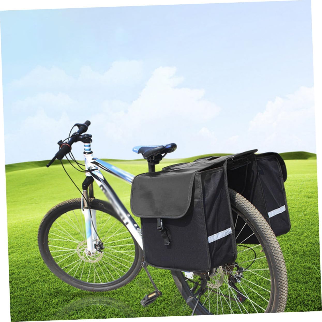 Yardwe Double Pannier Side Bags for Capacity Rear Rack Saddle Bags Reflective Straps for Night Visibility and Easy to Remove for Cycling Adventures