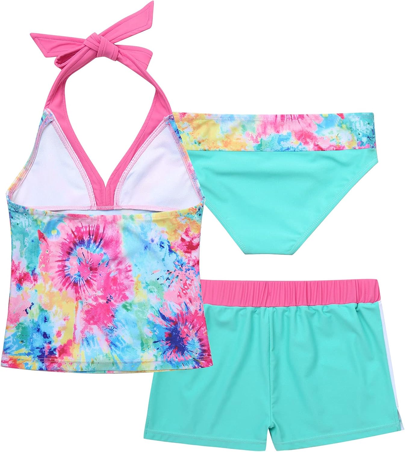 Yartina Kids Girls 3Pcs Swimsuit Floral Printed Tank Tops Cami with Bottoms Shorts Set Swimwear Bathing Suit: Clothing, Shoes & Jewelry