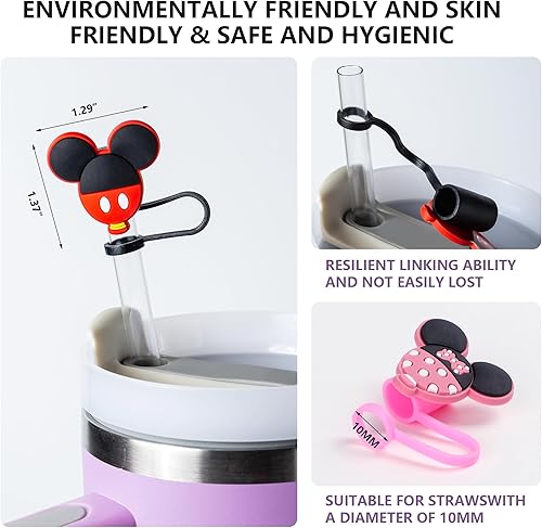 Miniatura 2 de 8 fundas de popote para Stanley Cup, 0.4 pulgadas0.394 in de diámetro, compatible con vasos Stanley 20, 30 y 40 0z, tapas de popote a prueba de