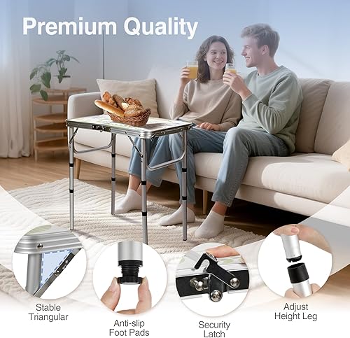 Miniatura 5 de RedSwing Mesa de camping plegable de 5 pies mesa de aluminio para exteriores con patas de altura ajustable 60 x 24 pulgadas color blanco