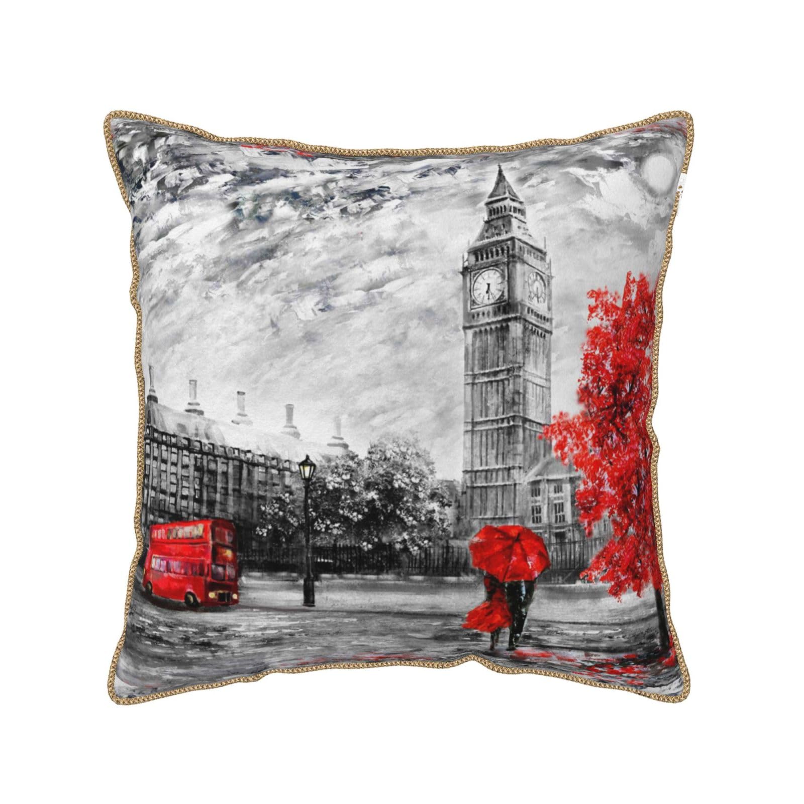 Housse de coussin velours Londres rouge pour décoration salon chaleureux