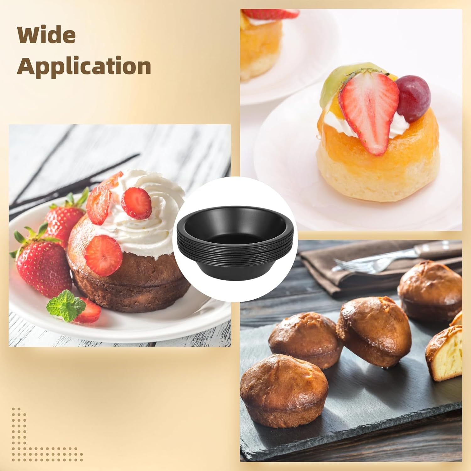 Kitchen Bakeware For Cakes Muffins Desserts Pies Quiches, 5 Inches Round Carbon Steel Nonstick Mini Pie Pans, Small Tart Pan Baking Mold, 12 Pcs Reusable Pie Tins