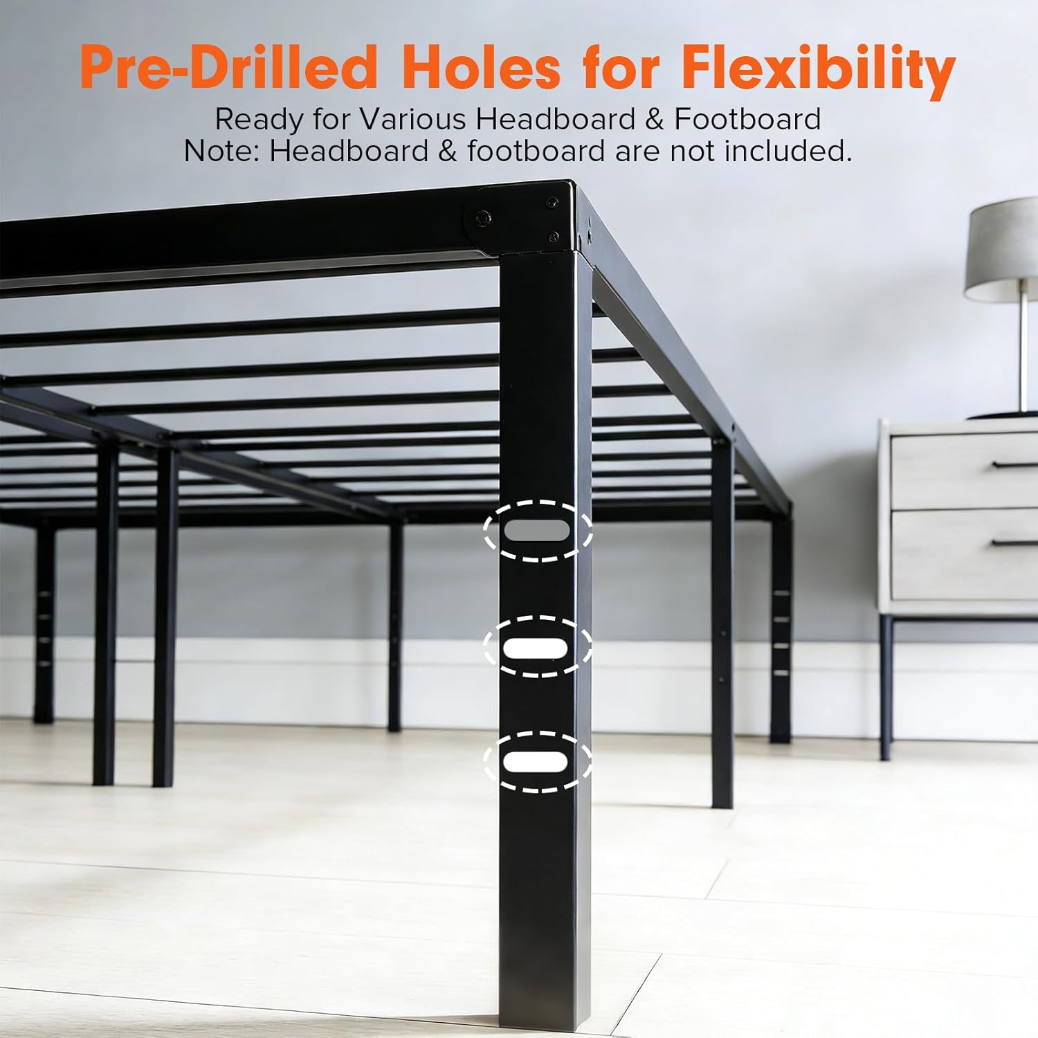 Queen Size Bed Frames, Queen Metal Platform Bed Frame 16 Inch Bedframe with Under Bed Storage, Black Metal Bed Frame Features Easy Assembly & No Box Spring Needed (Black, Queen)