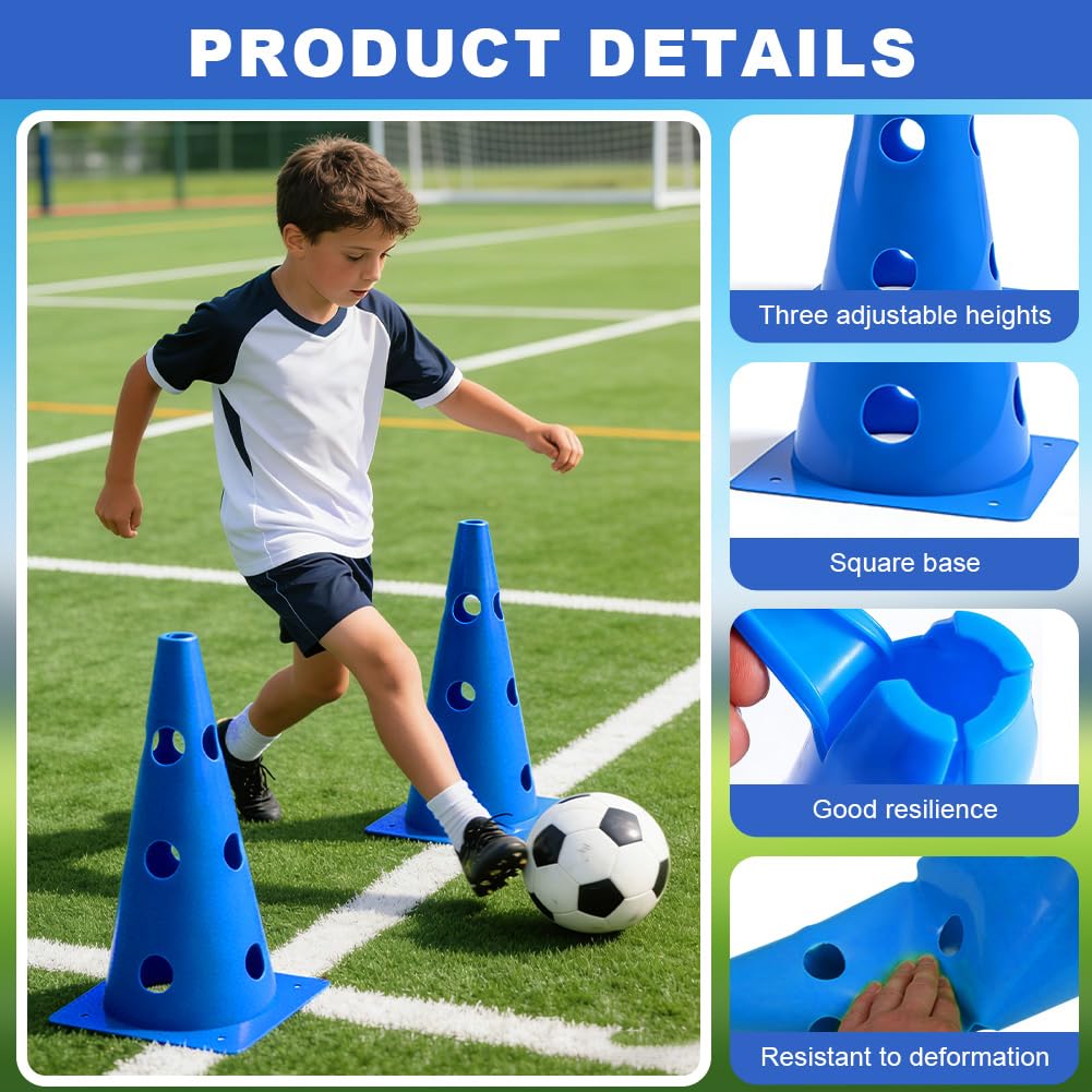Juego de agilidad para perros pequeños Cavaletti, accesorios para caballo, accesorios de entrenamiento de fútbol, ayudas de educación, 23 cm de altura, 10 conos, 5 barras, bolsa de malla