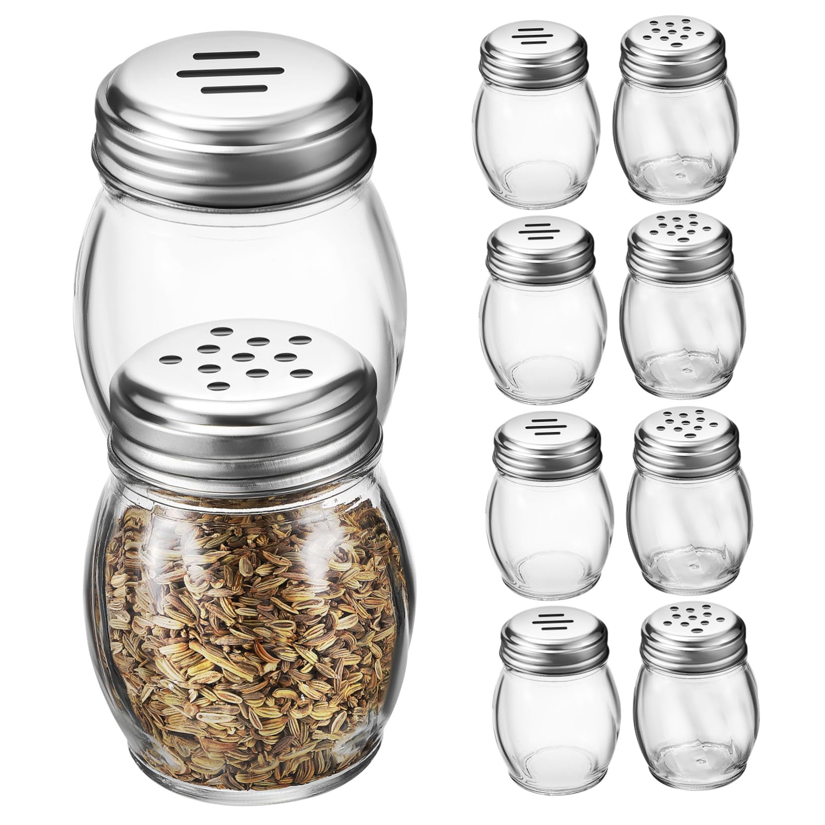 COLLBATH 10 Saleros y Pimenteros De Cristal Botes Para Especias Juego De Condimentos Tapa Deslizante y Giratoria Ideal Para Cocina y Camping