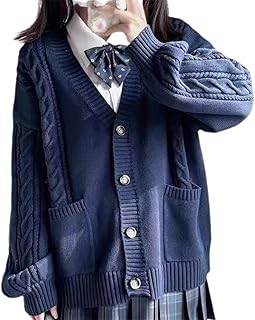 [TYYRBMG] スクールカーディガン レディース Vネック ポケット付き JK制服 セーター ニット 長袖 無地 春秋冬 大きいサイズ 女子 学生 トップス ゆったり シンプル 薄手 冷房対策 日常 通勤 ビジネス オフィス