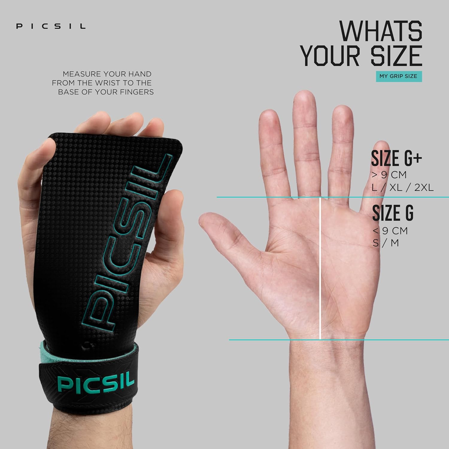 PICSIL | Falcon Grips | Grip All Surfaces and Bar Types | Use with Magnesium | Carbon Fibre Material | for Crosstrainig, WOD, Gym & Calisthenics |