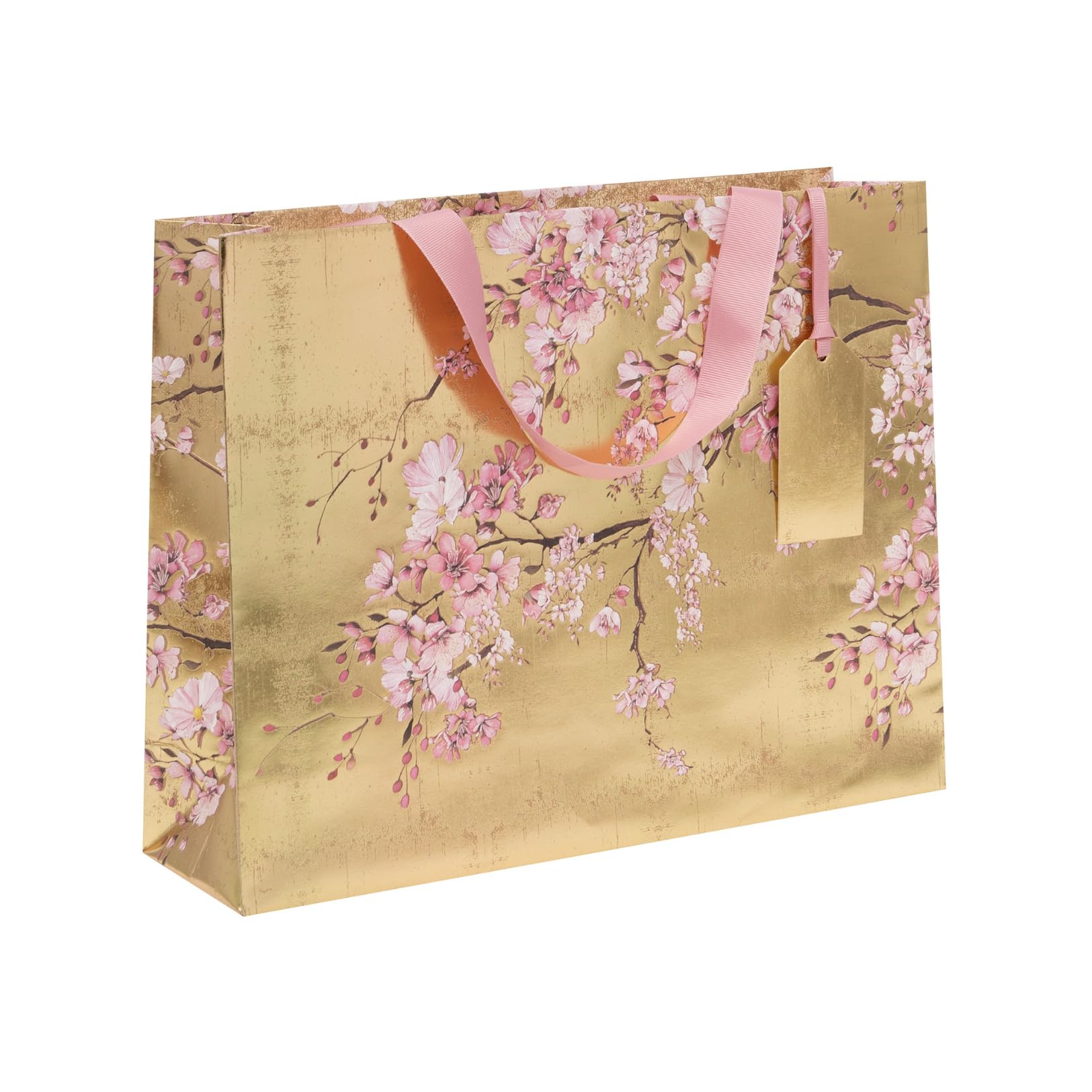 Glick Large Landscape Gift Bag, Gilded Blossom, Luxury Recyclable Bag for Birthdays & Celebrations, 275 x 355 x 100 mm, Multi-Coloured
