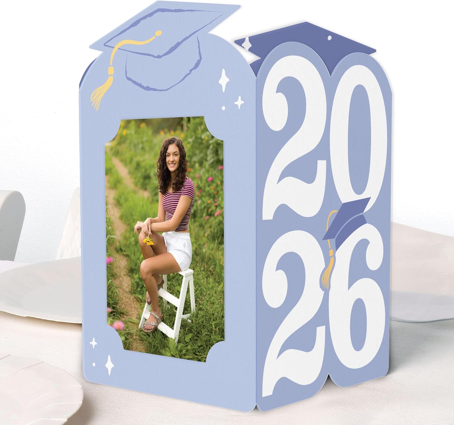 Big Dot of Happiness Light Purple 2026 Graduation Photo Holder Centerpieces, 4x6 Picture Display Box, Table Decoration Centerpiece for Lavender Grad Party Decor, 8 Count