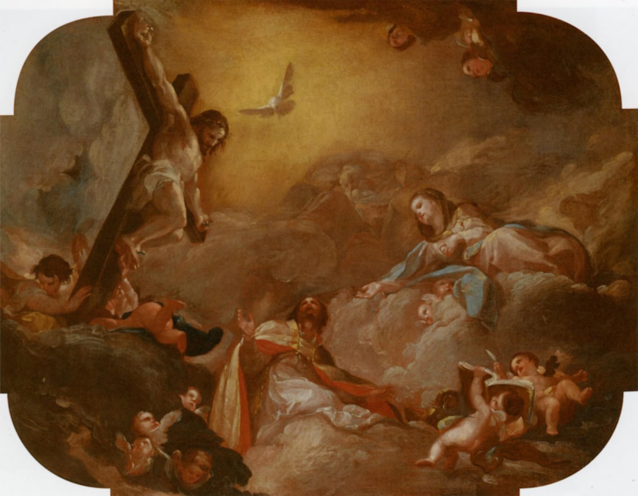 POSTERIIk Famous Modern Artwork Art Mural Saint Augustine and the Virgin Adoring the Crucified Christ by Francisco Bayeu Oil Paintings Pictures for Home Decor 60x90cm