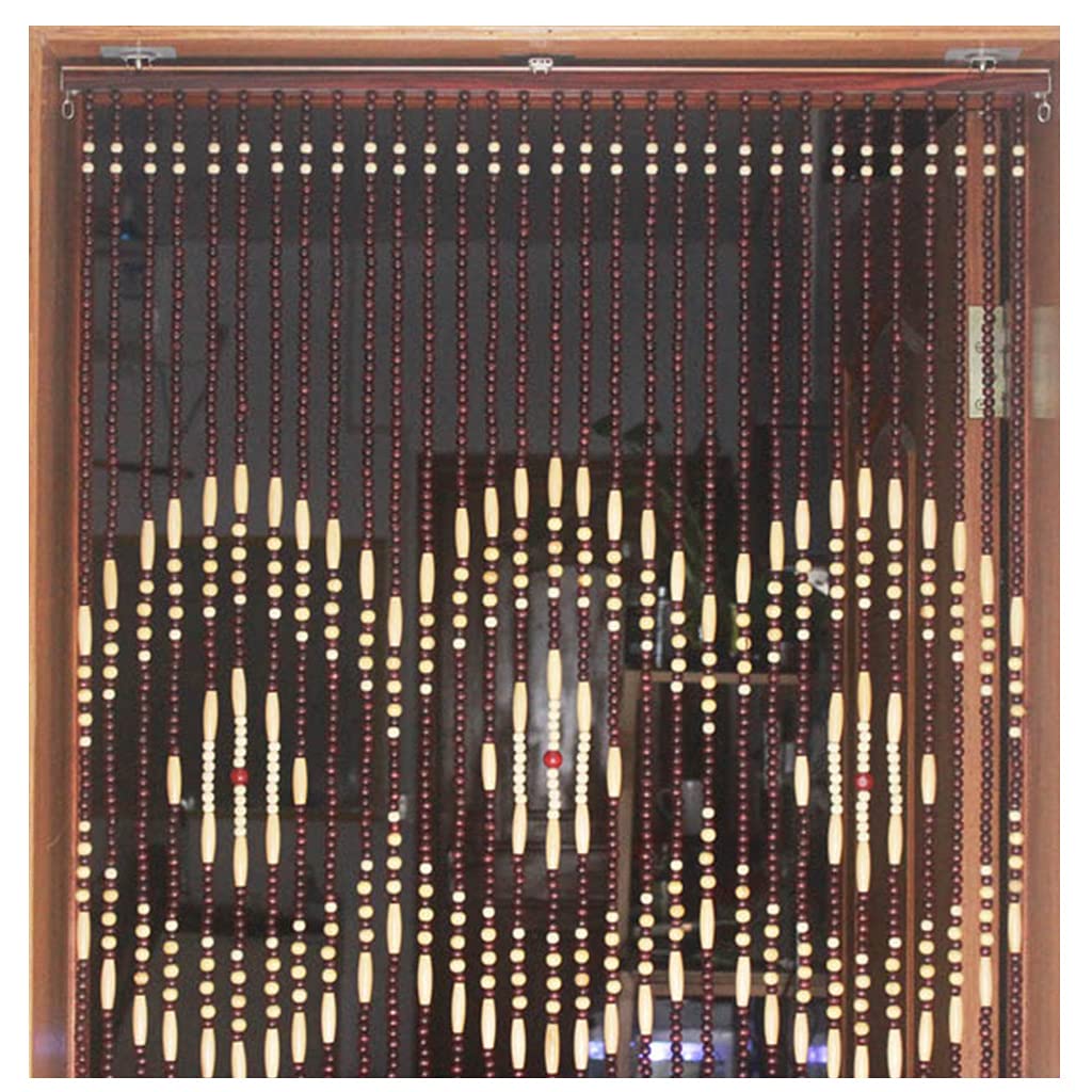 Rideaux de perles en bois naturel pour séparateur de pièce et décoration d'entrée de maison