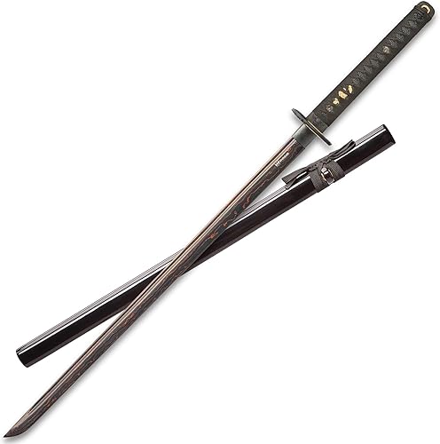 Shinwa Black Knight - Espada katana hecha a mano, opciones de juego de espada y color | Cuchillas de espiga completa forjadas a mano | Asas