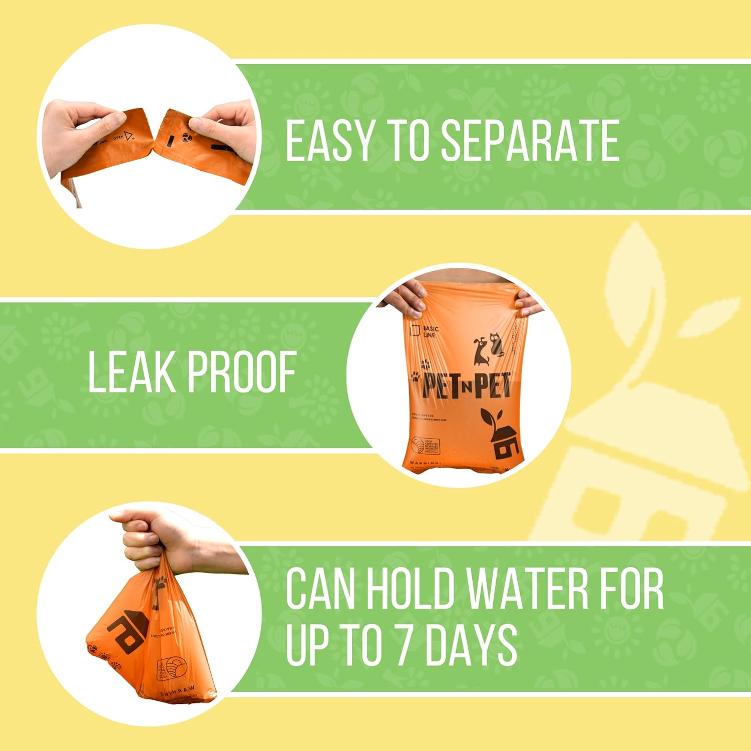 Pet N Pet 1080 Counts Orange Poop Bags for Dogs, 38% Plant Based & 62% PE + 100% Plant Based Dog Wipes for Paws and Butt, 400 Counts Dog Pet Wipes, Hypoallergenic Unscented Dog Wipes