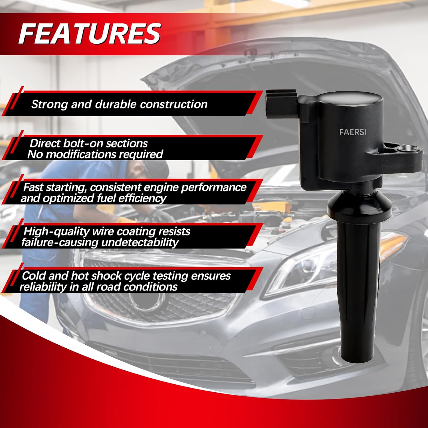 FAERSI Ignition Coil Pack of 4 Replacement for 2013-2018 Ford C-Max Escape Fusion Lincoln MKZ Hybrid Maz-da Tribute Mercury Mariner Milan L4 2.5L, DG522 UF-621