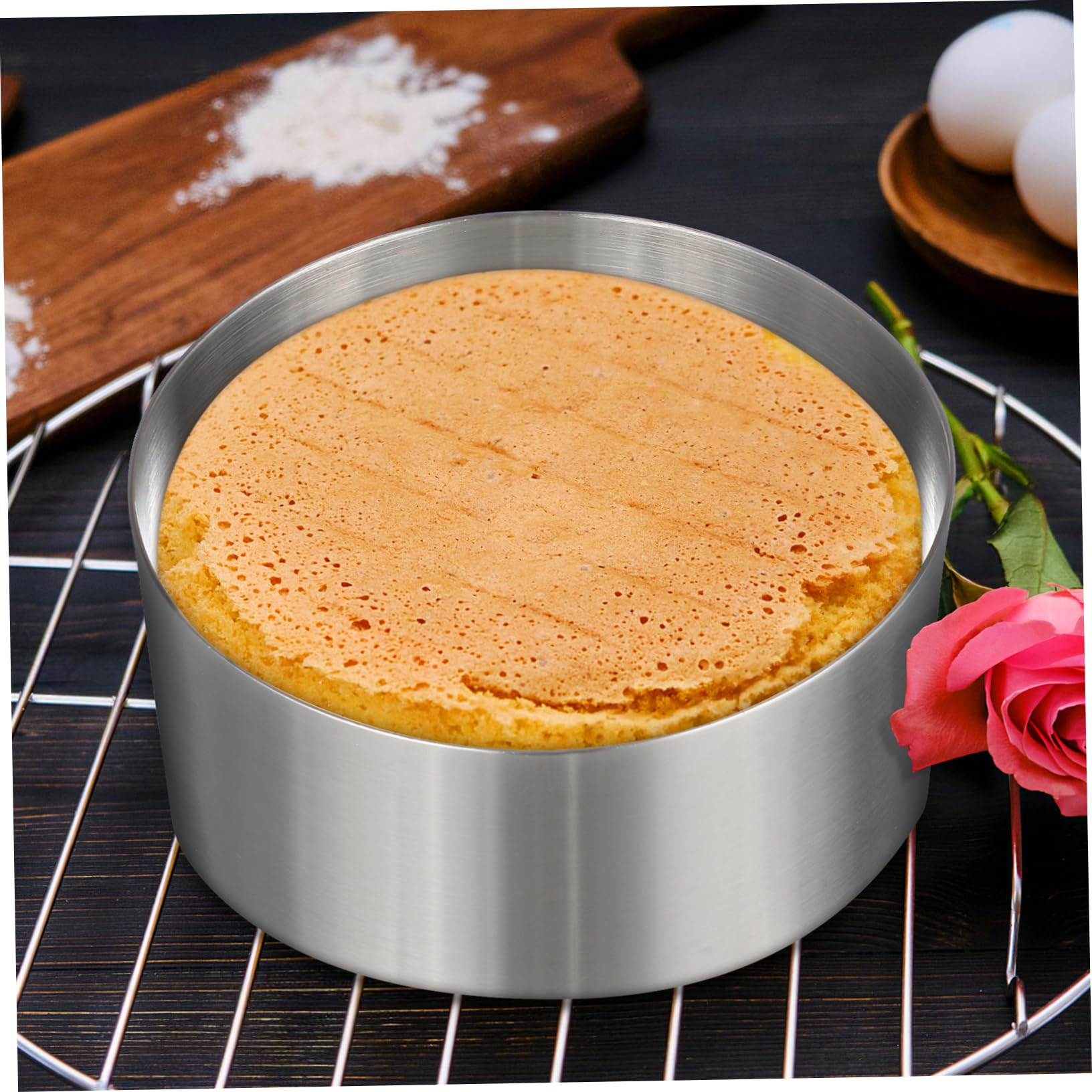 BRIGHTFUFU Diy Baking Molds 4 Piece Round Cookie Molds for Biscuit Making Cake Baking