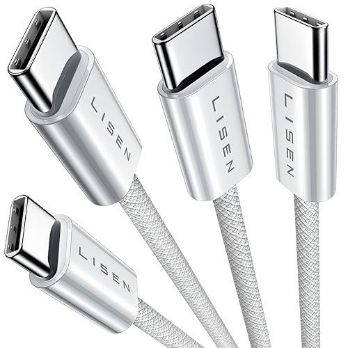 LISEN Cable de carga USB C a USB C de 240 W para iPhone 15MacBook ProAir 3.3 pies2 unidades, cable de carga rápida USBC a USBC para iPhone