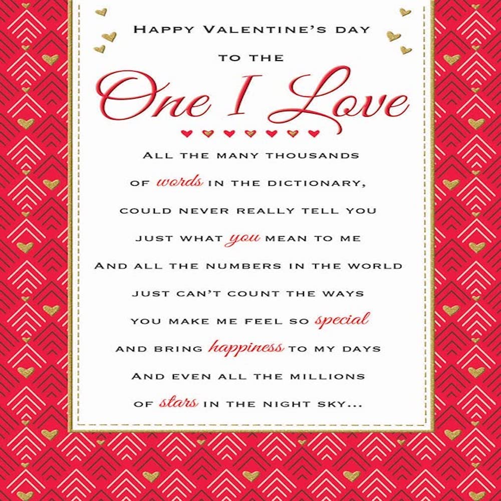 Piccadilly Greetings Valentine's Day Card One I Love - 9 x 6 inches