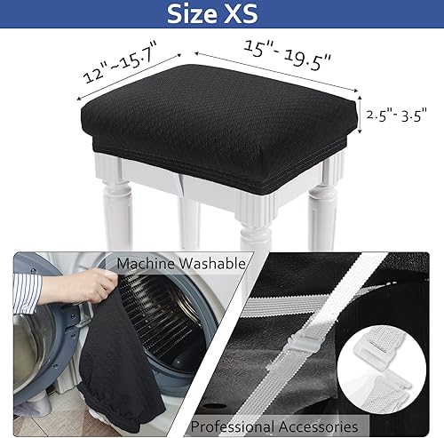 Miniatura 9 de BUYUE Funda de lujo para banco de piano para 2 personas, (27.7-37 pulgadas) de largo x (12-16 pulgadas) de ancho, funda elástica de jacquard lavable