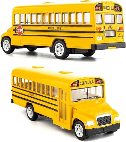 Miniatura 4 de BDTCTK Autos de juguete de autobús escolar amarillo fundido a presión para niños, automóvil de 5 pulgadas con puertas de apertura y neumáticos de