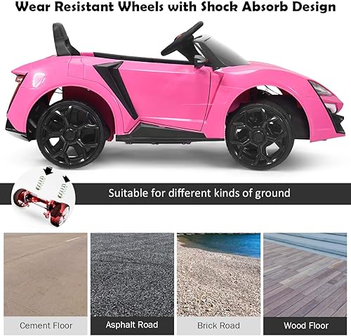 Miniatura 8 de Costzon Vehículo eléctrico de 12 V con modos de control manual y remoto luces LED bocina música MP3 USB TF 3 velocidades suspensión de resorte