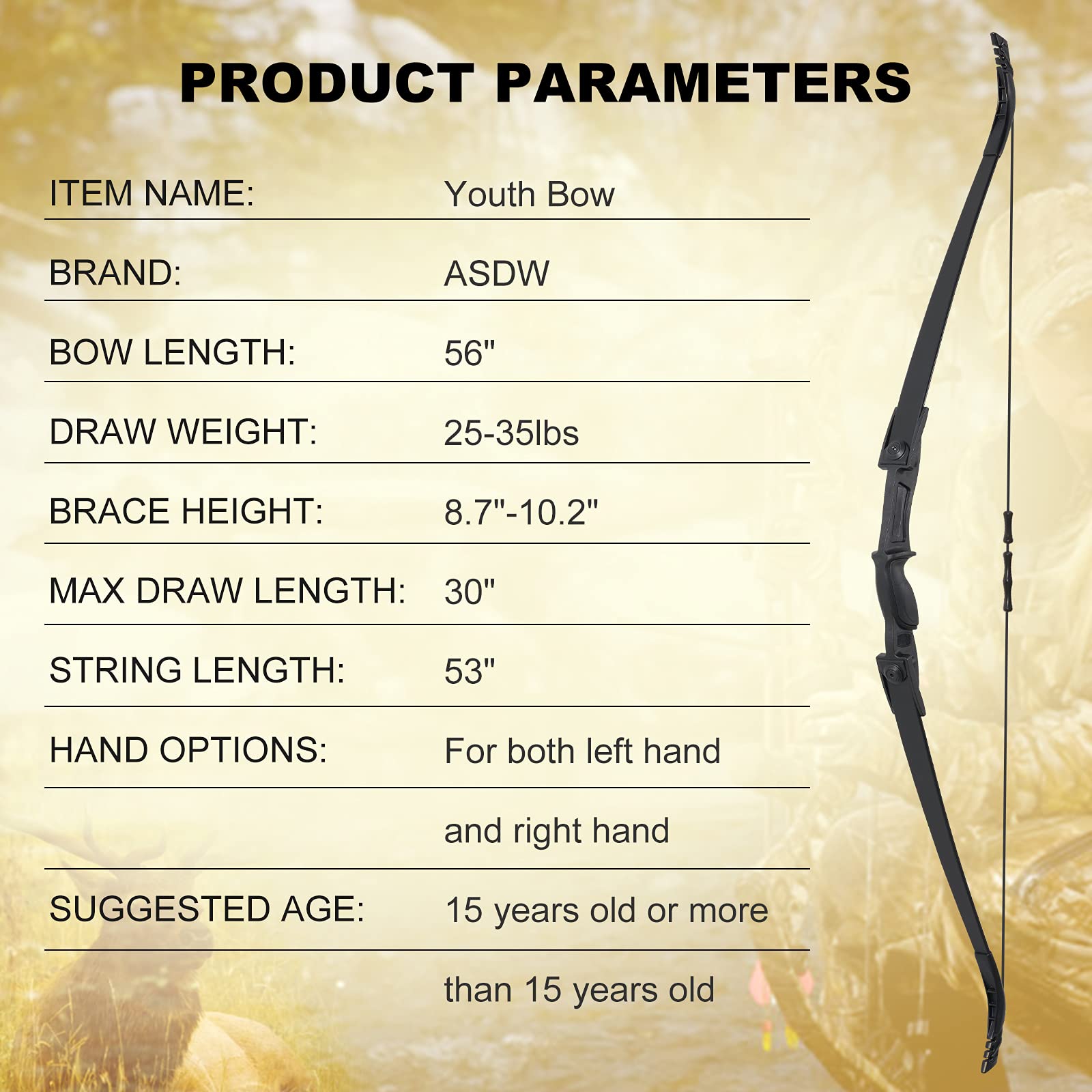 ASDW Archery Bow Set Recurve Bow and Arrow Youth Bow and Arrow Beginner