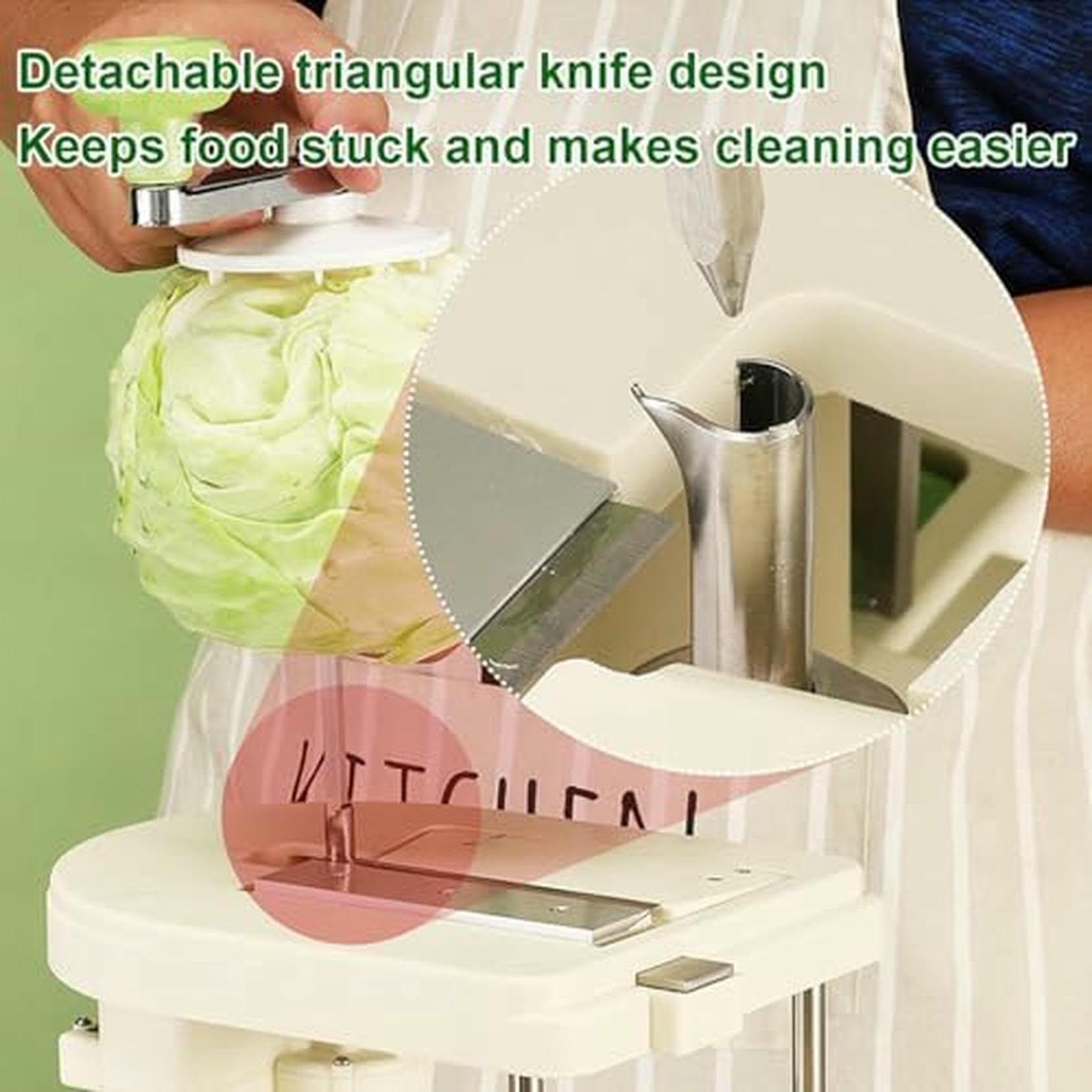 Cortadora de repollo, cortadora de verduras con 3 cuchillas de acero inoxidable, corta 5 kg en 5 minutos, perfecta para uso doméstico y restaurante